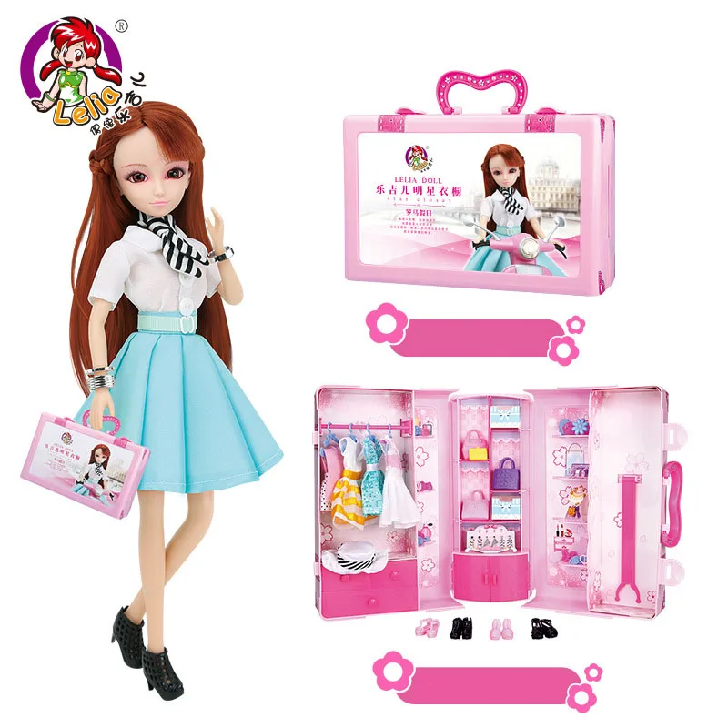 حقيقي lelia بنات الدمى أزياء دمية نجمة خزانة هدية مربع kawaii محاكاة دمية ديي لعبة نتظاهر اللعب لعب للأطفال أطفال