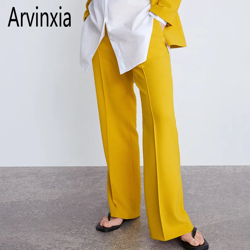 

Arvinxia ZA Casual Solid High Waist Women Pants New Big Elegant Vintage Cotton Linen Women Trousers Sexy Office Lady Flare Pants