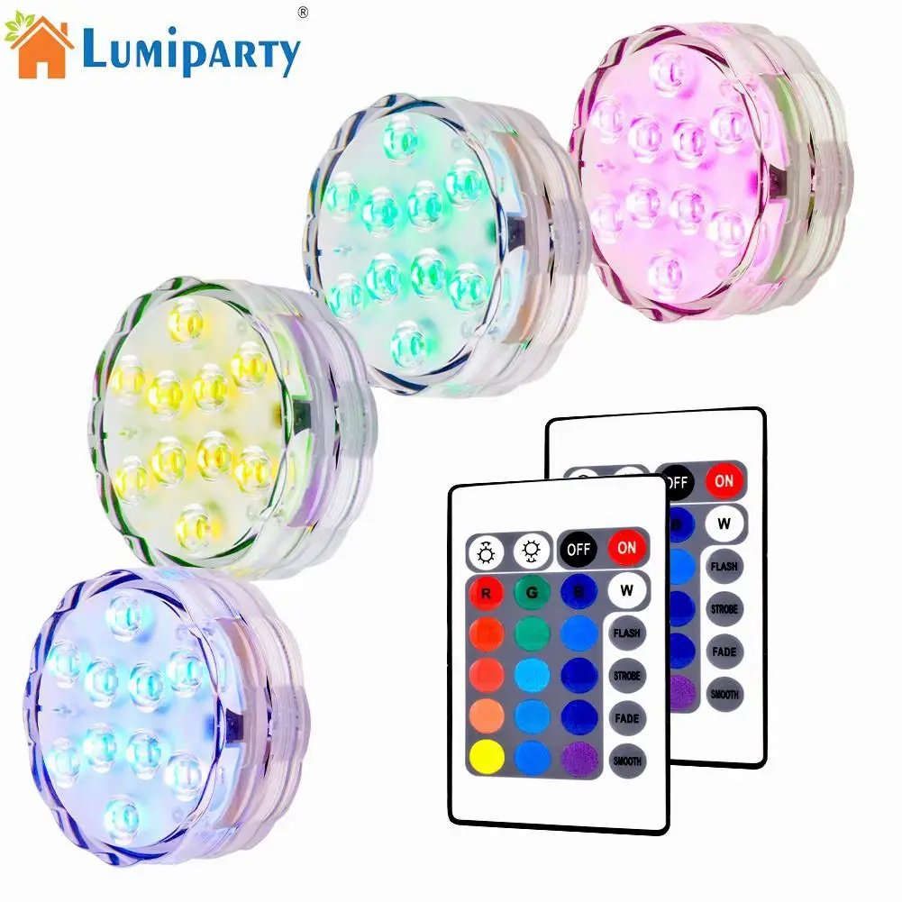 

4Pcs Submersible Lights RGB Multi-color Water-resistant IP67 With Remote Control Floral Decoration for Aquarium Pond Vase Base