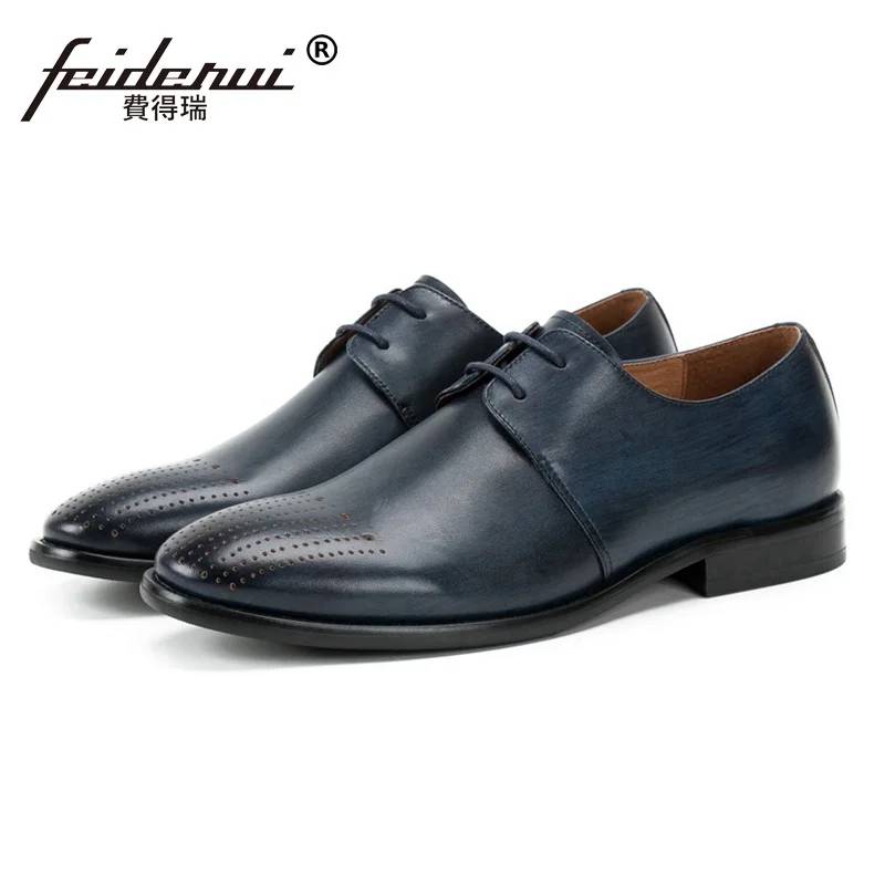 

Luxury Genuine Leather Wedding Party Men's Handmade Footwear Summer Style Round Toe Derby Formal Dress Man Banquet Shoes SS231
