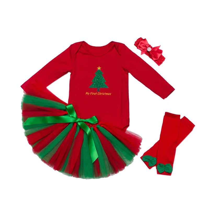 

My 1st Christmas Party Sets Baby girl Tutu Cake Outfits First Xmas Gift Toddler Girls Kids Red Clothes New Year Costumes Vestido