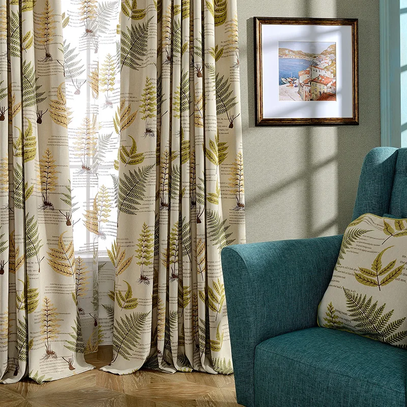 

American Rural Retro Cotton and Linen Shading Curtains for Living Dining Room Bedroom.