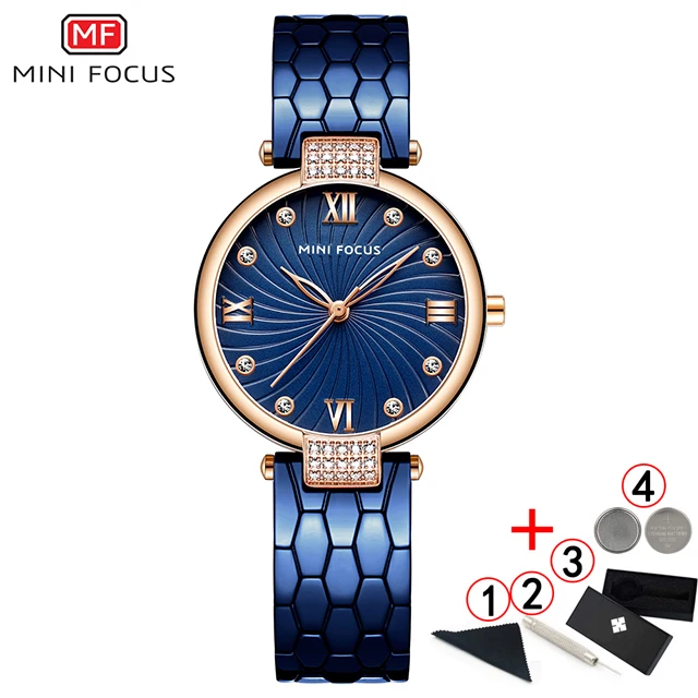 Reloj Mini Focus Mujer женские часы известных роскошных брендов из нержавеющей стали Элегантные часы для женщин кварцевые женские часы - Цвет: rose-blue-with-box