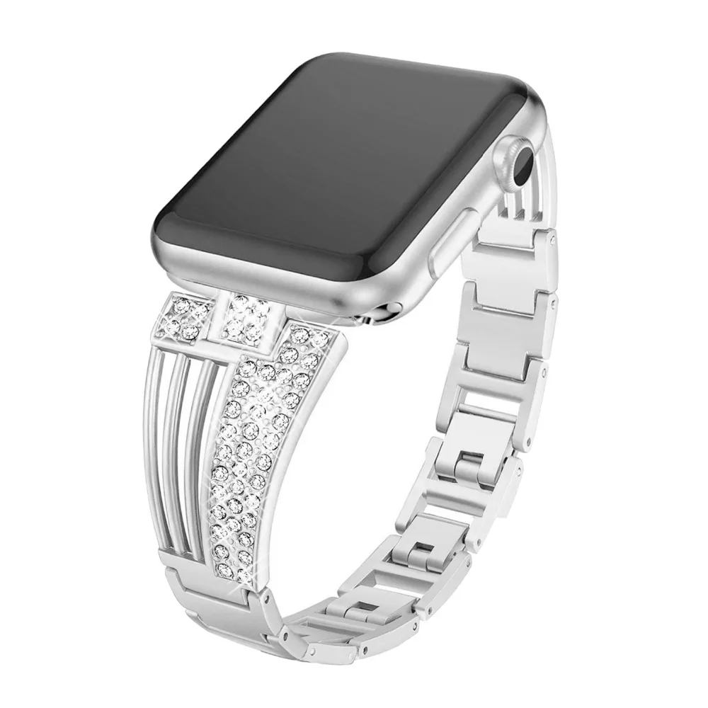 Для Apple Watch, ремешок из сплава для женщин, зубчатый бриллиант, для Apple, умные часы серии 4, 3, 2, 1, для I Watch, полосы 38, 40 мм, 42 мм, 44 мм