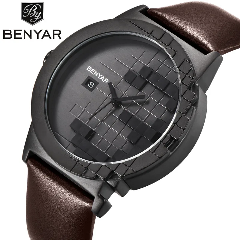

Relogio Masculino BENYAR Watch Men Waterproof Black Dial Leather Watch Strap Business Quartz Wrist Watch Clock Saat Montre Homme