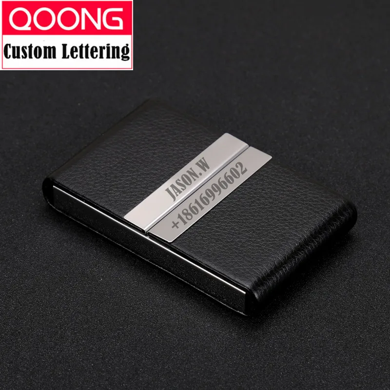 

QOONG NEW Big Capacity Travel Card Wallet Leather Double Open Credit ID Card Holder Business Card Case Metal Wallet Cardholder