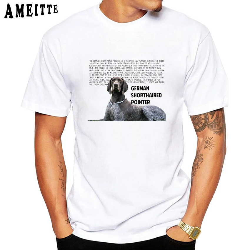 

2019 New Summer Men Short Sleeve German shorthaired pointer Dog Print T-Shirt Funny Dog Lovers Man T Shirt Cute Boy Casual Tees