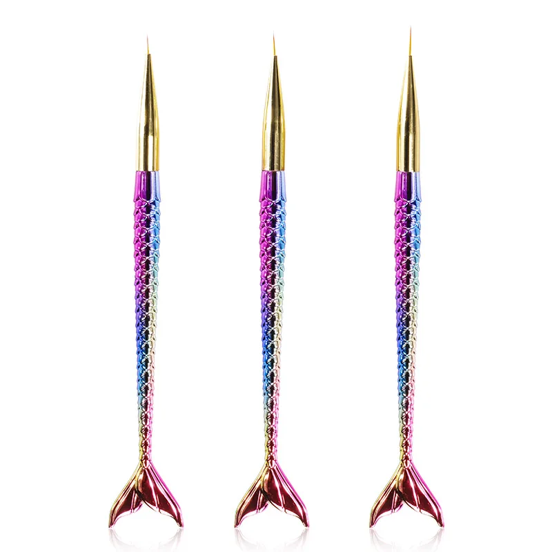 

3Pcs/set 7/9/11mm Nail Art Gradient Mermaid Design Painting Drawing Pen Liner Lines Stripes Brush Flower Nail Art Manicure Tools