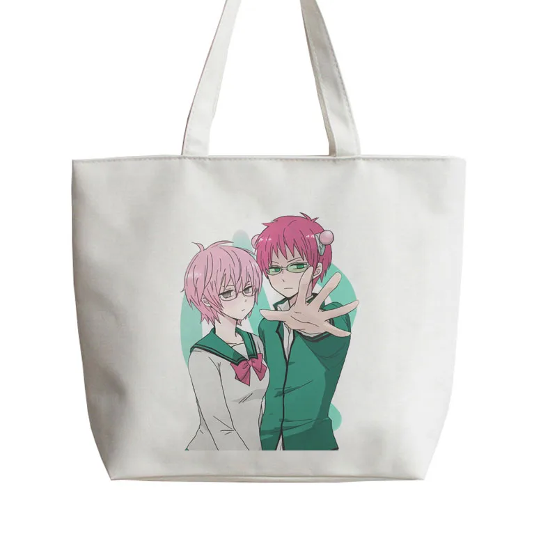 Saiki Kusuo no sai nan Холщовая Сумка для покупок с японским аниме Мультяшные сумки тоуты
