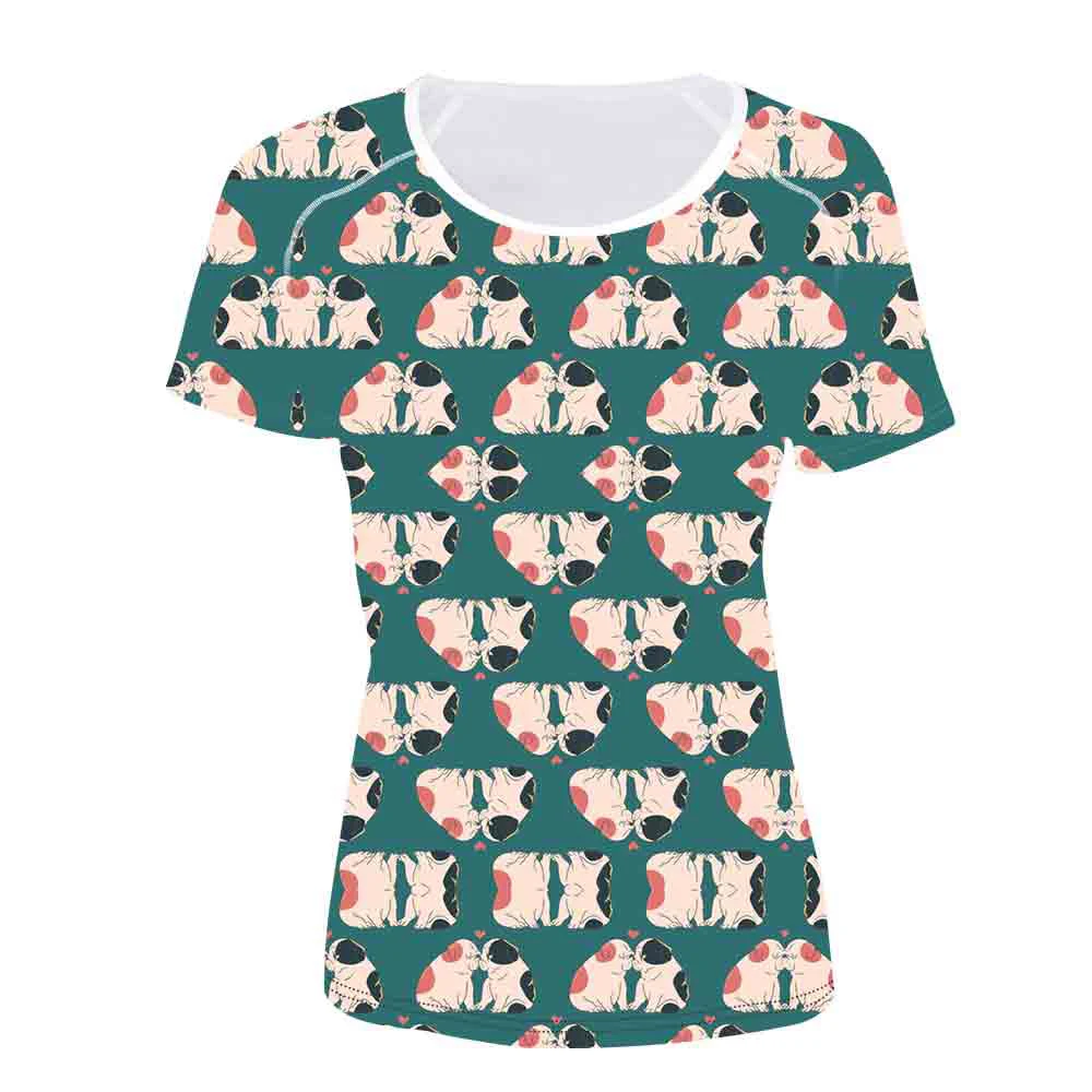 

New French Bulldog Kisses tshirt Women T Shirt Short Sleeve t-shirt O-Neck Tops Funny Pug Dog Cartoon Printed Women TShirts
