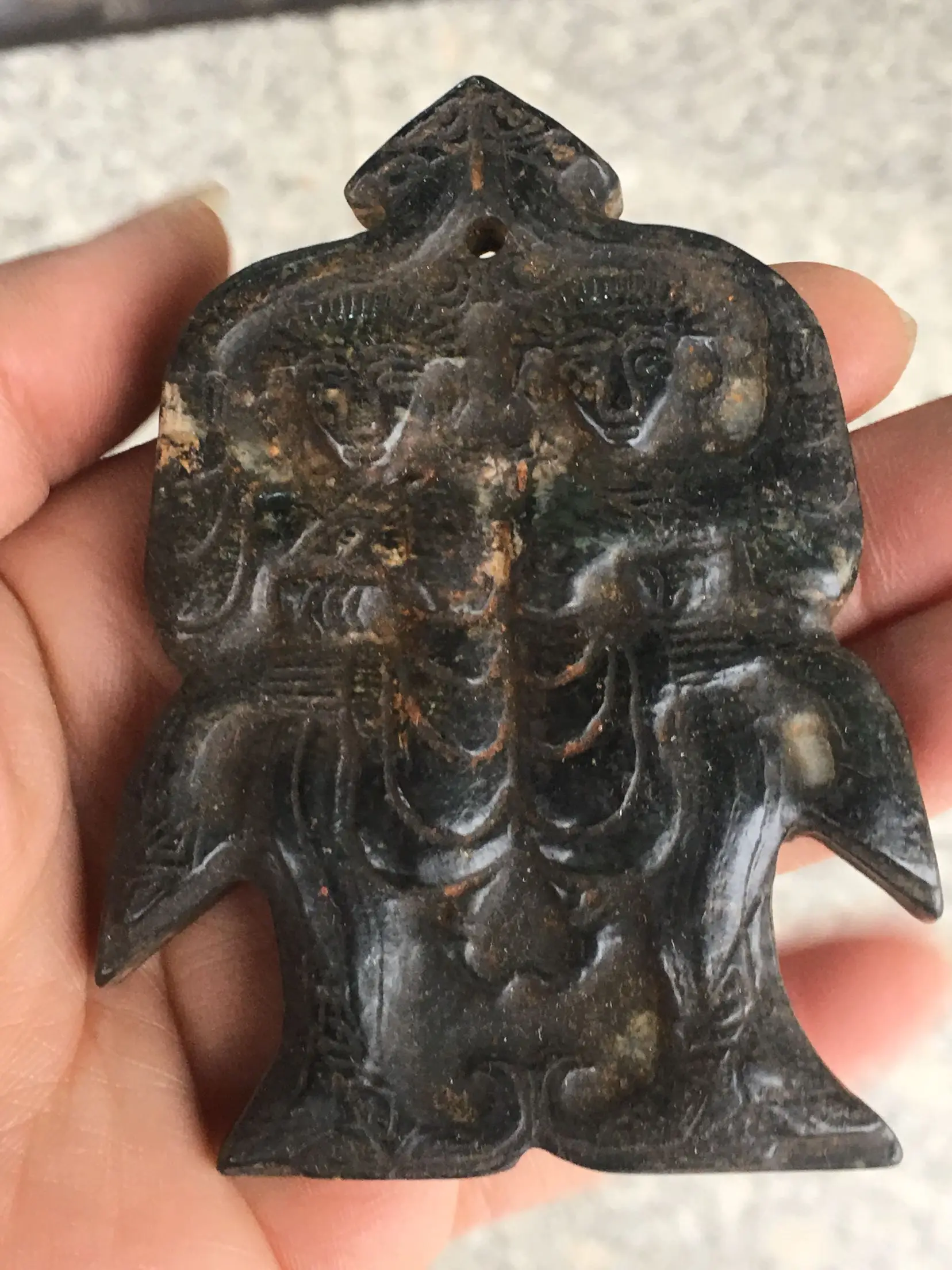 

Jade ornaments, iron meteorite double pendant, can absorb magnet Liangzhu culture old objects