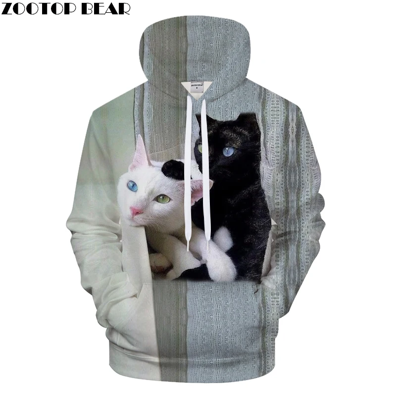 Cats Prints Hoodie 3D Animal Unisex Hoody Sweatshirt 2018 Autumn Winter Cloth Mens Hoodies Drop Ship ZOOTOP BEAR | Мужская одежда