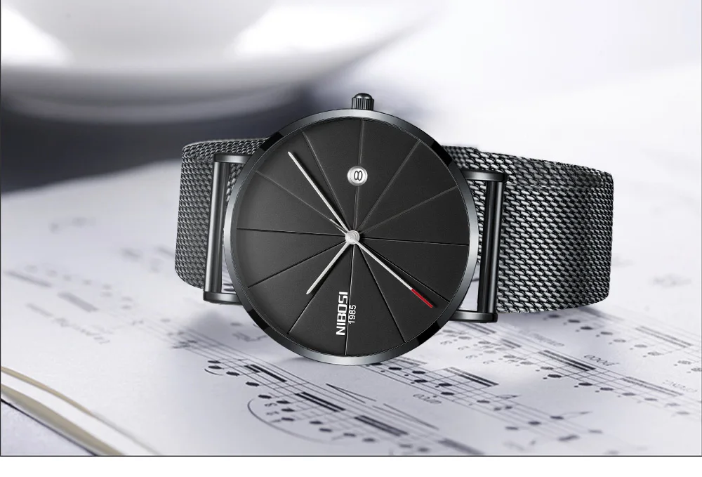 NIBOSI watch men black quartz wristwatches stainless steel mesh brand  watches men ultra thin quartz relogio masculino dourado (14)