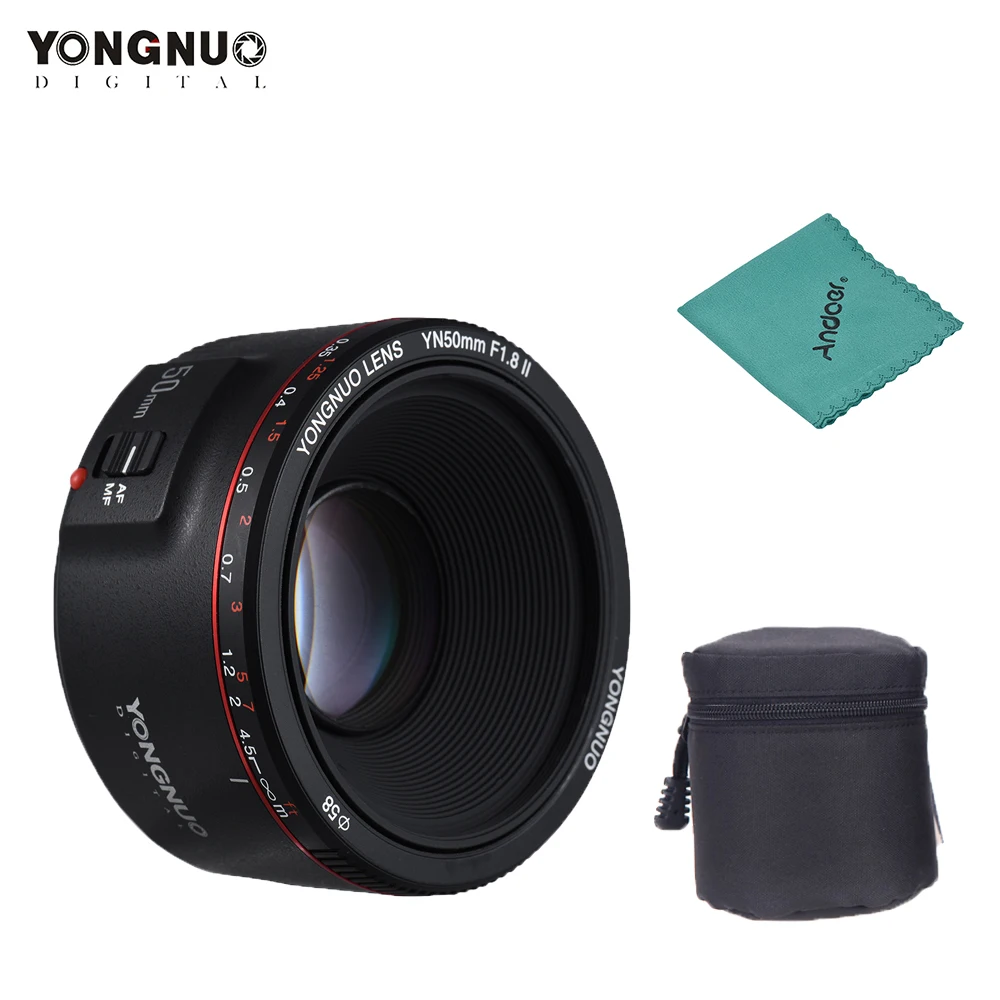 Объектив YONGNUO YN50mm F1.8 II с большой апертурой и автофокусом для Canon EOS 70D 5D2 5D3 600D камера 0,35 объектив с самым близким фокусным расстоянием