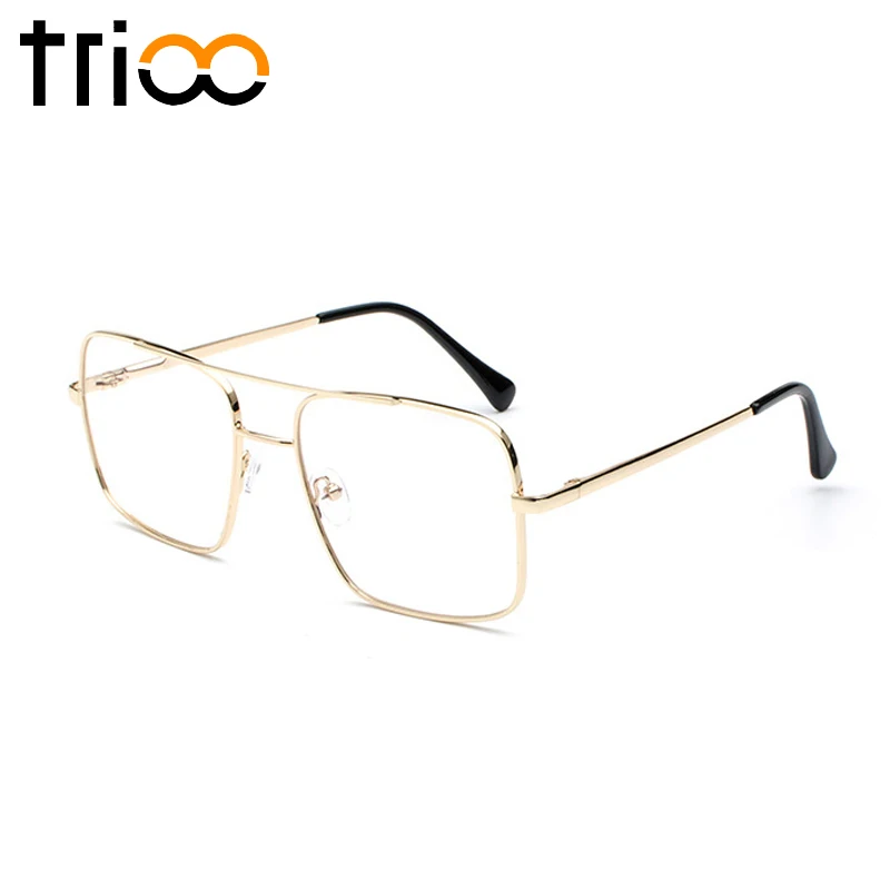 TRIOO прозрачные женские очки прозрачные цветные линзы Oculos grau модные квадратные очки оправа новые металлические очки - Цвет оправы: 009