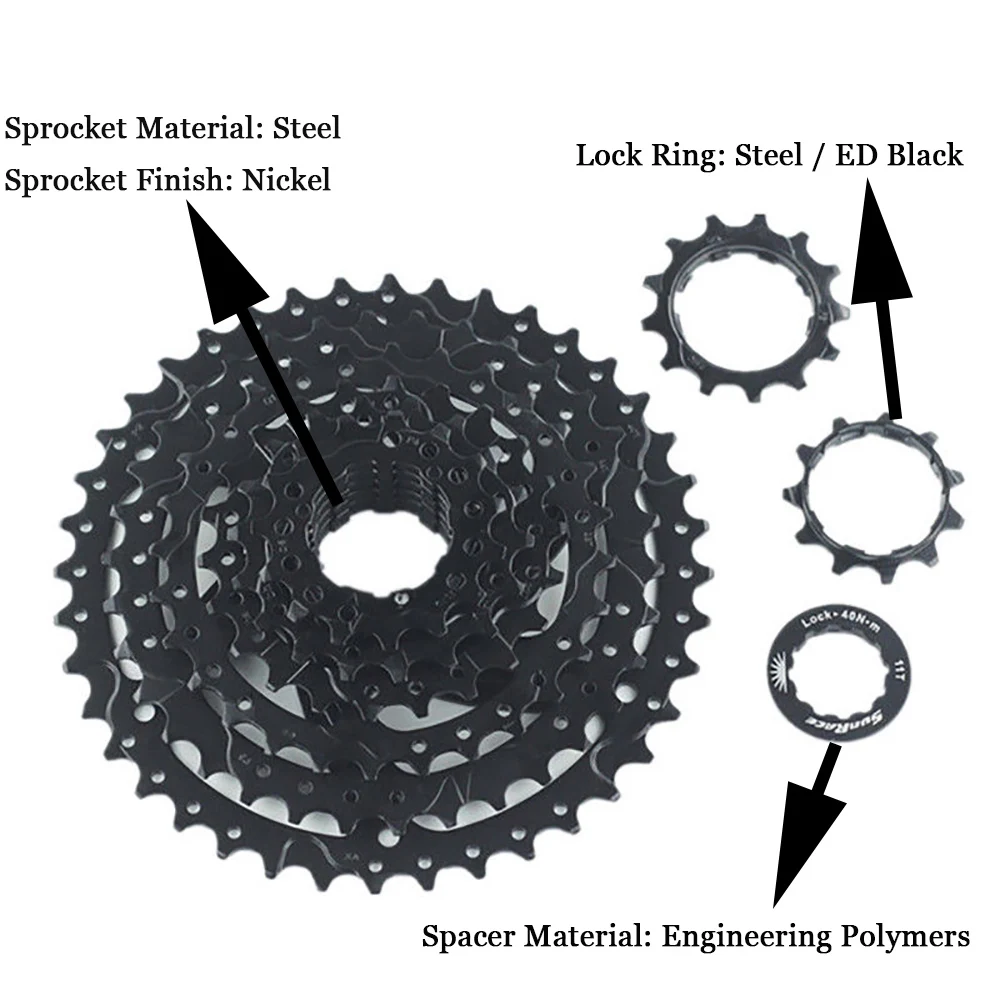 Sunrace 8-speed 11-40T Wide Ratio MTB Cassette CSM680 Freewheel fit Shimano 8 speed standard HG model hub, not works freewheel