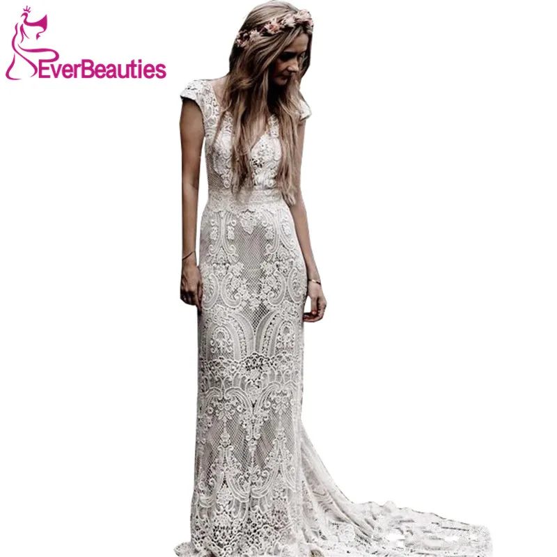 as picture Robe De Mariage свадебное платье es Boho кружевное шикарное богемное свадебное платье свадебные платья Vestidos De Novia - Цвет: as picture