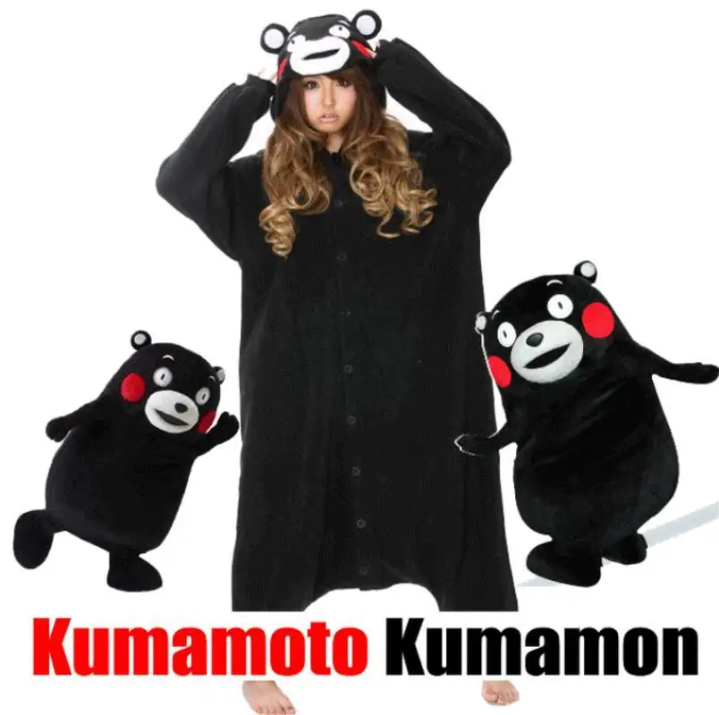 Взрослых Черный Медведь Kumamon Onesie Косплэй костюм пижамы для Для женщин Для мужчин
