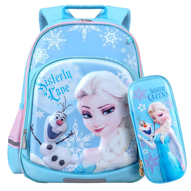 Новые 3D Синие Школьные сумки для девочек с принцессой Эльзой, чехол-карандаш, набор для детей, рюкзак для начальной школы