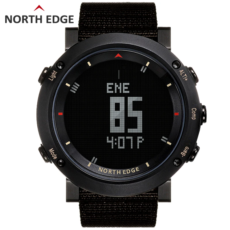 NORTH EDGE мужские спортивные часы, барометр, альтиметр, компас, термометр, шагомер, нейлоновый ремешок, цифровые часы для бега, альпинизма