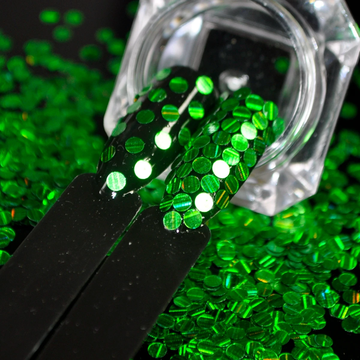

1 jar Holo Green Nail Design Sequins Glitter Laser Flakes Round Stripe DIY Fingernail Paillette Nail Art Decoration Tool D8067