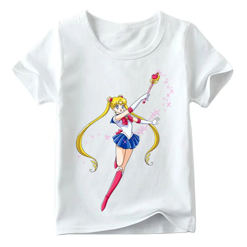 Свободная забавная футболка с аниме «Сейлор Мун» для маленьких девочек; летние детские топы в стиле Лолиты; детская повседневная футболка; HKP5194