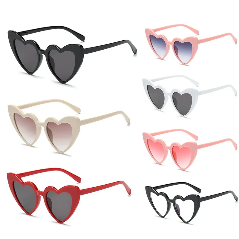 В форме сердца, хорошие украшения очки Харадзюку рамка с объективом Для женщин Симпатичные пластмассовые солнцезащитные очки Love очки в форме сердца женские UV400 солнцезащитных очков