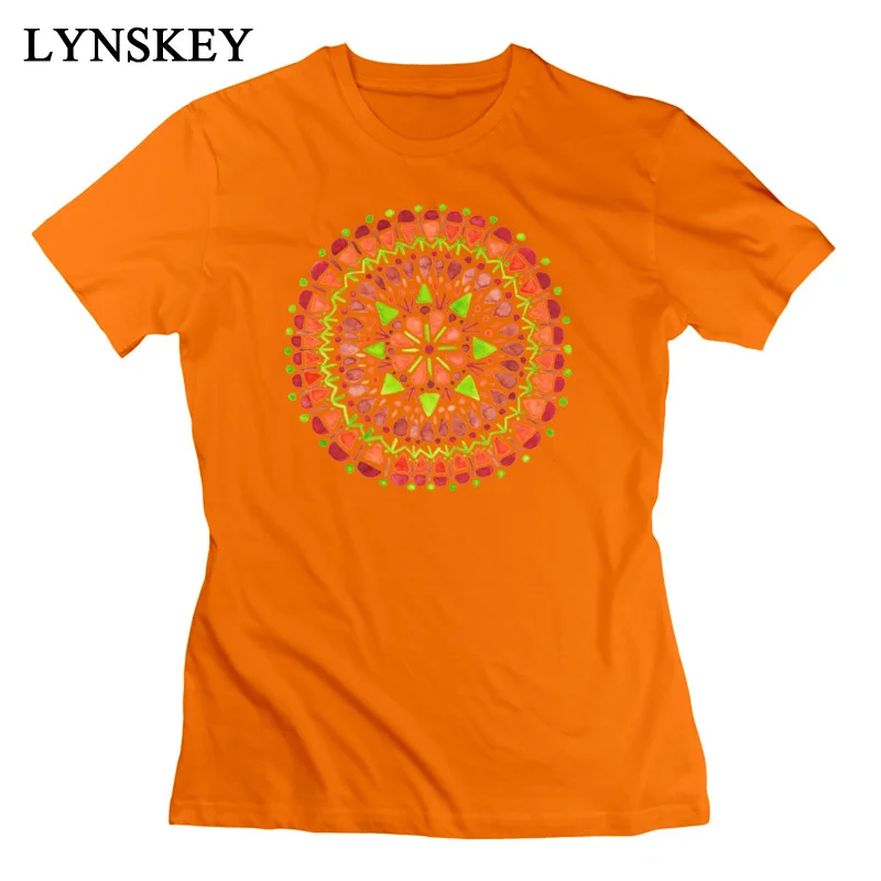 LYNSKEY 100% Cotton T Shirts for Women Short Sleeve Summer Tops Tees On Sale Autumn Simple Style Autumn Mandala Round Collar Tee Shirt blue