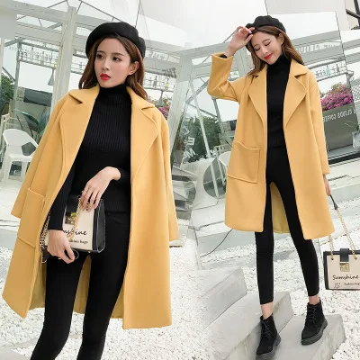 Et Long Automne 2018 1 Mode Nouvelle Manteau coréen D'hiver Femmes Revers De Laine Simple Tendance wPtEBA
