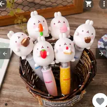 Корейский мультфильм Картофель, кролик шариковая ручка Креативные животные ручной вакуумный насос, милая база интерактивный мяч точка ручка еда кролик есть