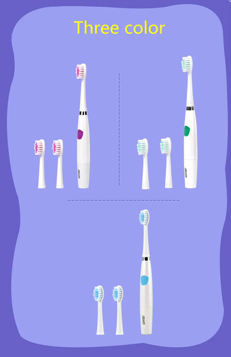 Электрические зубные щетки различных цветов для ухода за полостью рта