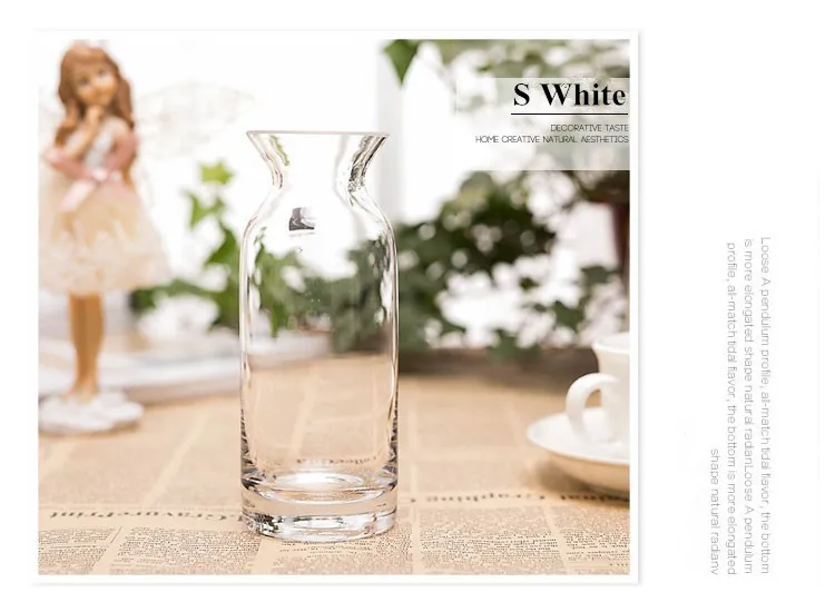 Современный стиль стеклянная бутылка ваза Свадебный декор стеклянная ваза цилиндрическая Цветочная декоративная домашняя Ваза Цветочная стеклянная бутылка с лентой