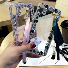 Für Oppo Realme C15 C12 C11 C17 V3 V5 X7 Pro 7i Mode Quaste Klar Fall Glas Strass Nette Telefon coque