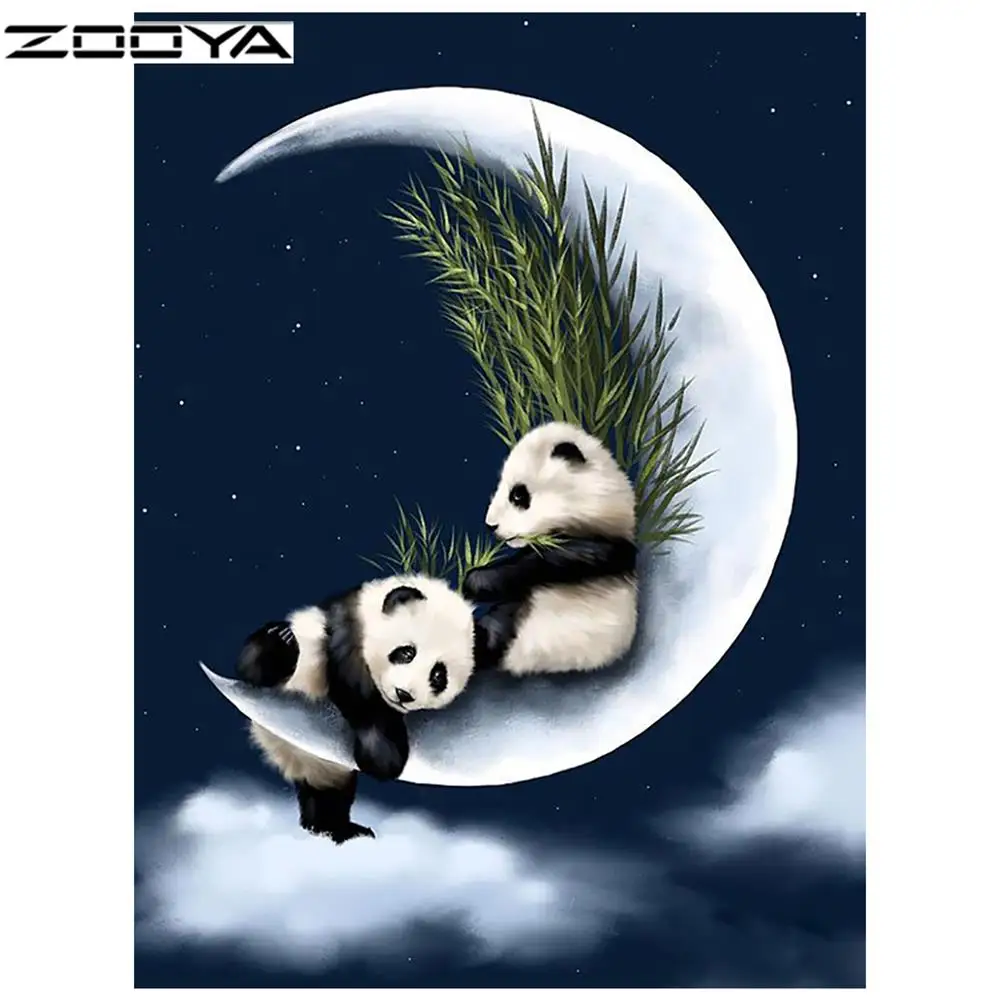 Y006-15 ZOOYA New Diamond painting panda animal mosaic diamond embroidery moon cartoon full round Swing new arrivals gift 5D Y006 - Цвет: Y006-15