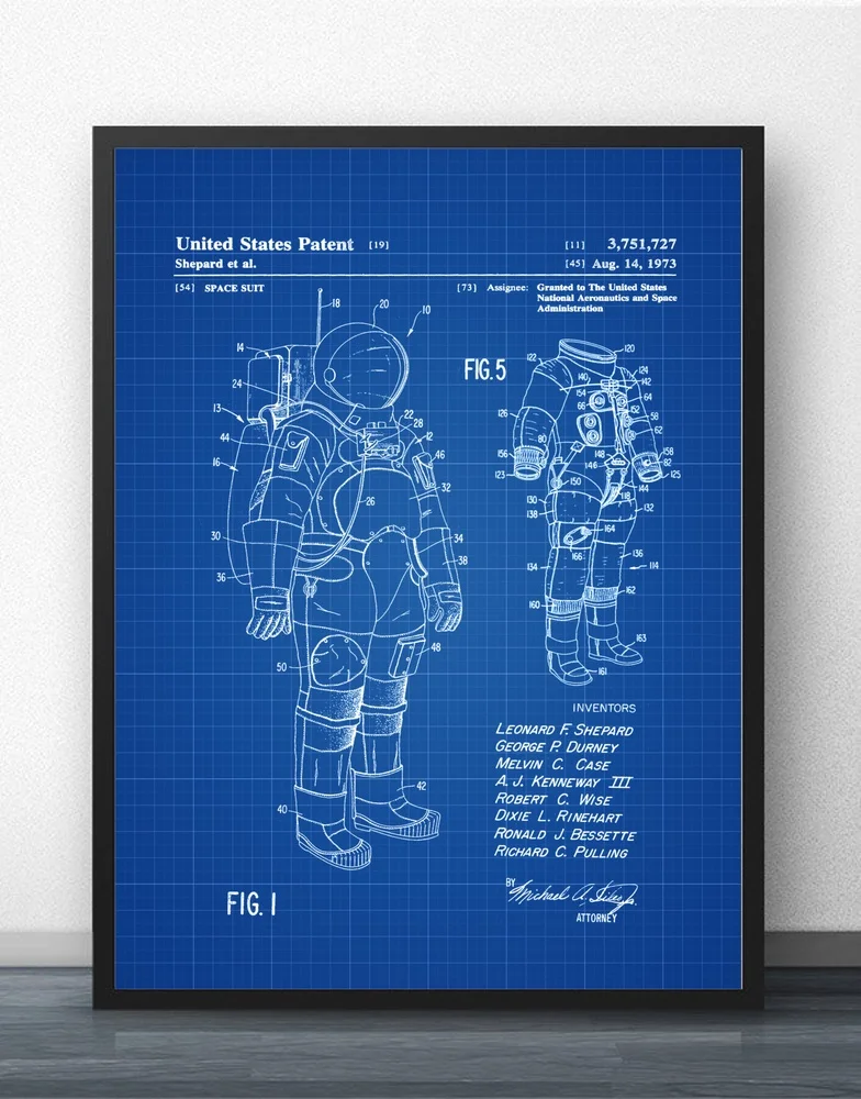 Apollo Space Suit запатентованная схема Настенная картина Настенный декор на холсте