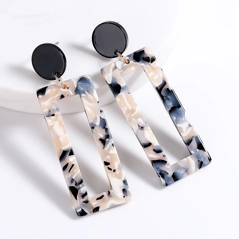 

ILYF Trendy Tortoiseshell Brincos Earrings For Women Acrylic Drop Earring Square Dangle Eardrop For Women Jewelry pendientes