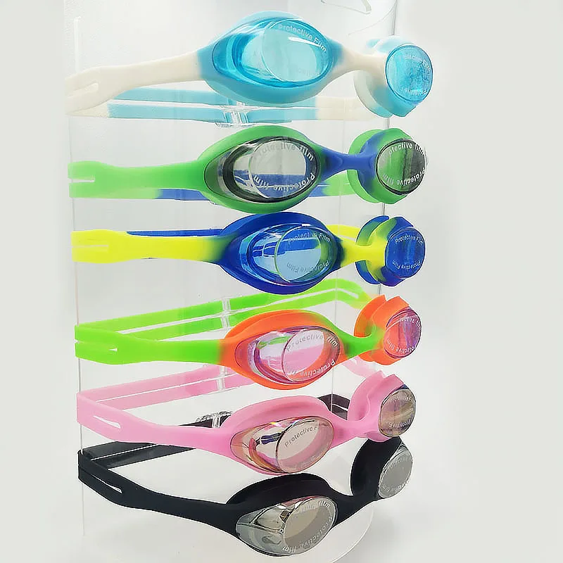 Регулируемые очки для плавания, детские спортивные очки для воды, водонепроницаемые противотуманные УФ очки с ушками и зажимом для носа, плавательные очки