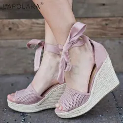 Lapolaka/INS/туфли на танкетке с ремешком на щиколотке в богемном стиле Летняя женская обувь для свиданий женские босоножки для отдыха, большие