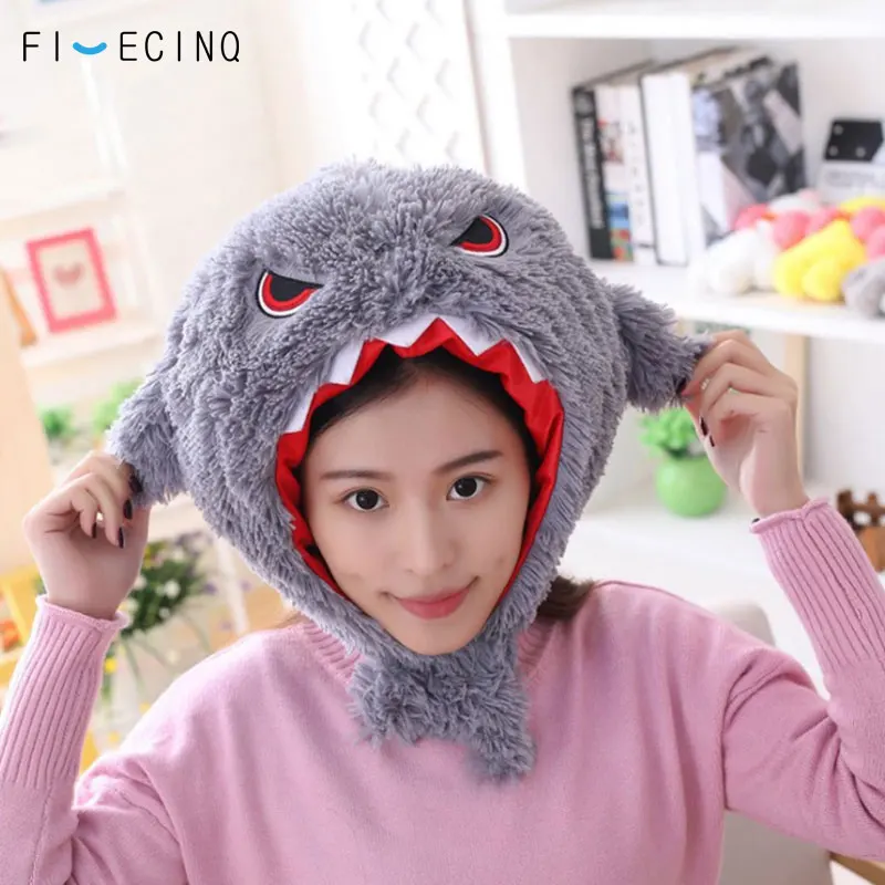 

Gray Shark Hat Animal Halloween Fluffy Funny Headwear performance Festival Adult Women Men Surprise Birthday Gift Carnival Party