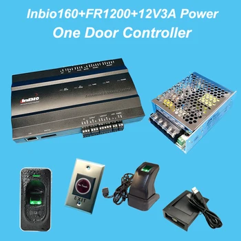 

ZK inbio160 access control panel fingerprint & RFID door access control system+12V3A battery function power+FR1200+No Touch exit