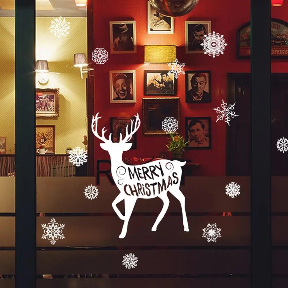 Счастливого Рождества Съемные Наклейки на стены «сделай сам» магазин наклейки на окна Natal рождественские украшения для дома Natal Новогоднее украшение - Цвет: 15