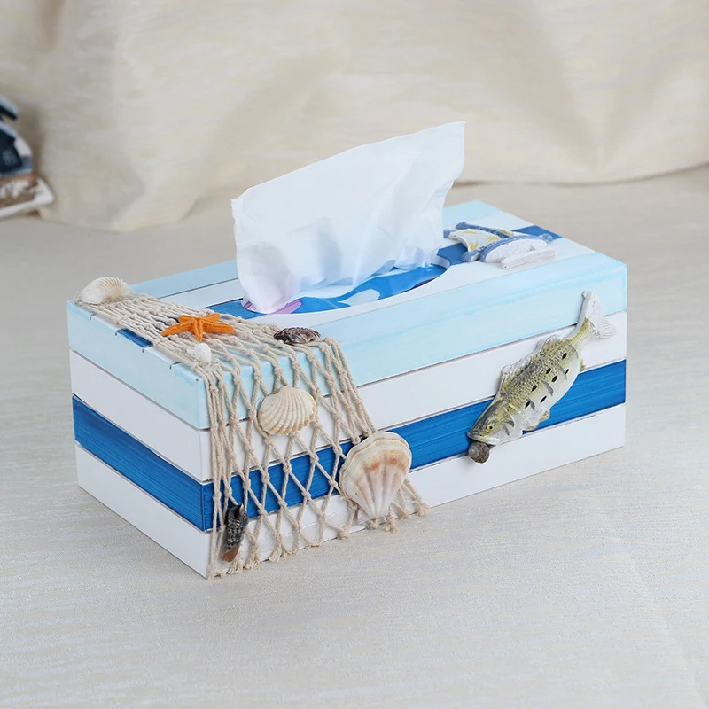 

Mediterranean Creative Wooden Tissue Box Multi-Function Napkin Tray Bathroom Hotel Tray Home Decoration Home Storage
