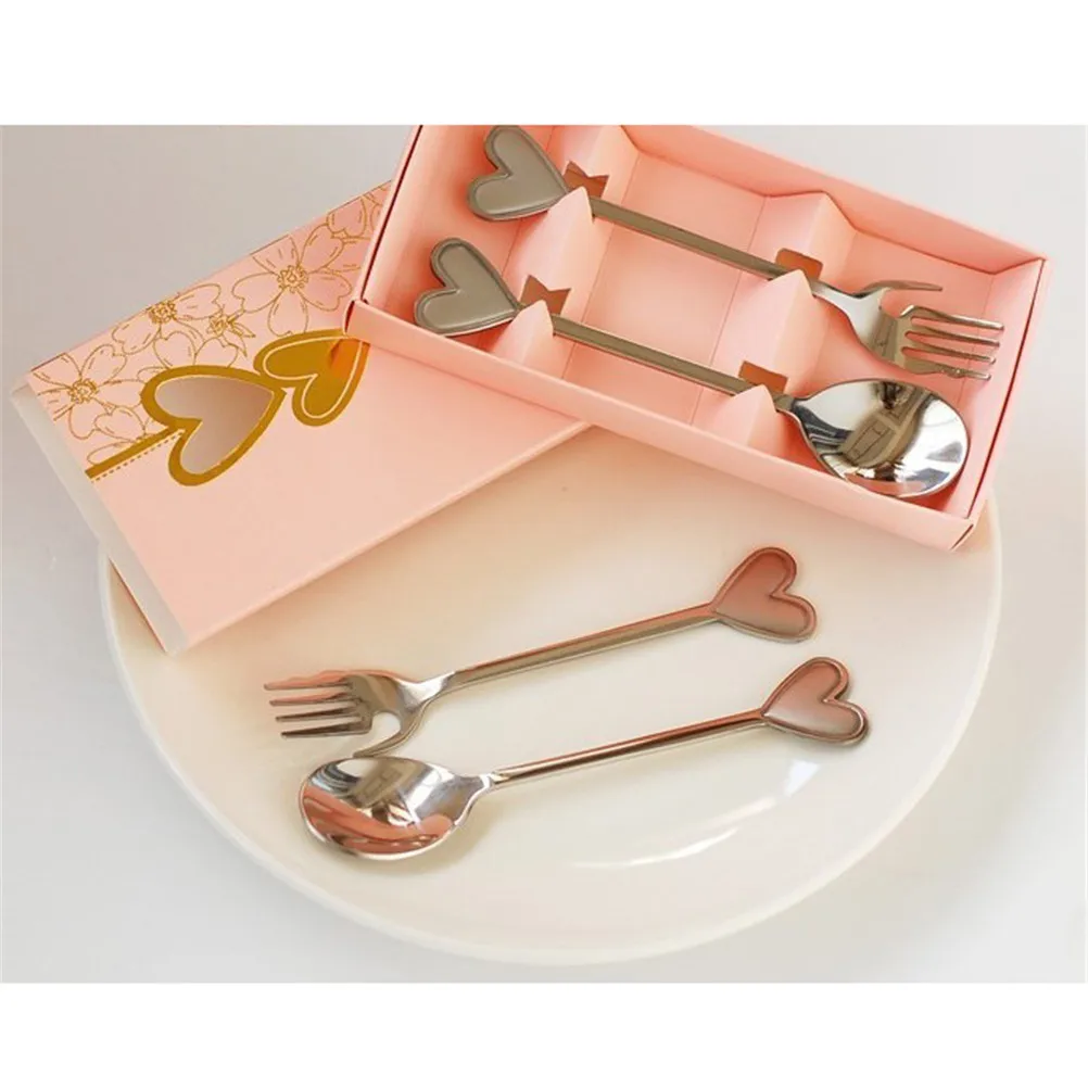 1Set Spoon & Fork With Gift Box Wedding Favor Creative Gifts Tableware