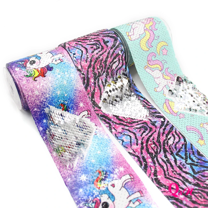 

Sequin 5Yards/Roll 75mm cartoon Grosgrain Ribbon Wedding Party Christmas Ribbon Flowers Gifts Decorated DIY Apparel Sewing