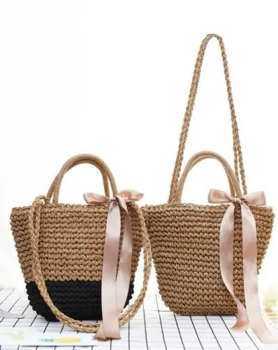 

Handbag Shoulder Straw Weave Shopping Tote Satchel Eco-Messenger Bag Square Bags Messenger Bags Leather Handbag Bag For Women