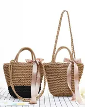 Handbag Shoulder Straw Weave Shopping Tote Satchel Eco-Messenger Bag Square Bags Messenger Bags Leather Handbag Bag For Women