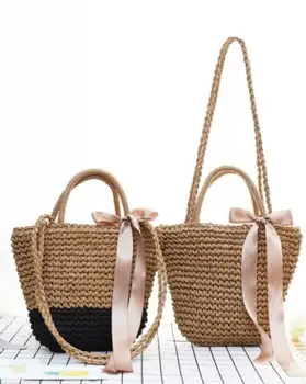 

Handbag Shoulder Straw Weave Shopping Tote Satchel Eco-Messenger Bag Square Bags Messenger Bags Leather Handbag Bag For Women