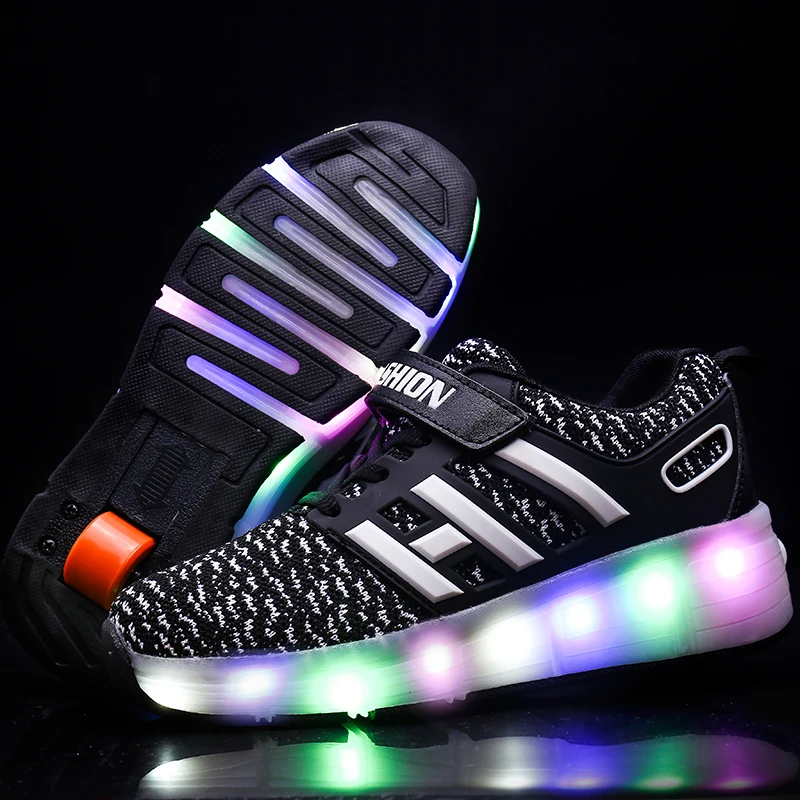 

New Children Sports Casual Wheel Shoes With LED Boy & Girls Breathable Roller Skates Fashion Kids Sneakers Size 28-41