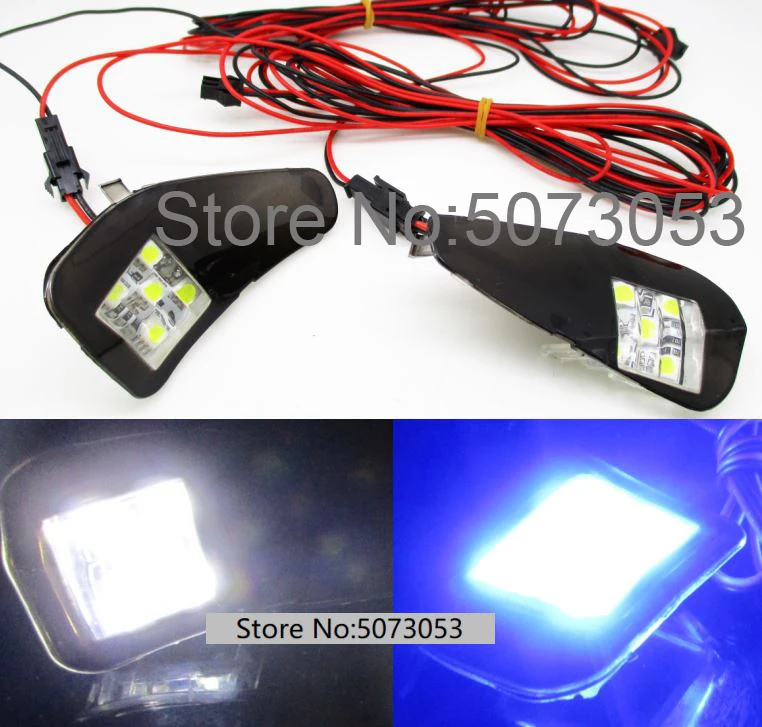 2PCS LED Under Side Mirror Puddle Light Welcome light lamp for TOYOTA ALPHARD Vellfire II 20 Series Xenon White/Nice Blue Color
