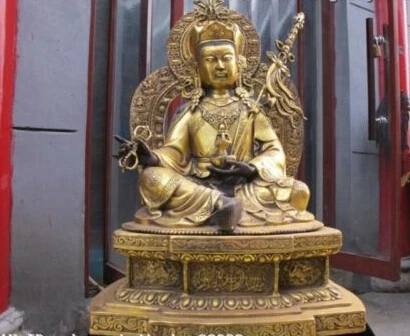 

bir 004640 21"Tibet Buddhism Temple Superb Bronze Gild Padmasambhava Buddha statue